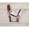 Set  für Hobby Horse: Die Halfter A3 mit weißem Pelz + Halfter aus Kordel -Weiß -plum