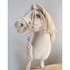 Set  für Hobby Horse: Die Halfter A3 mit weißem Pelz + Halfter aus Kordel -Weiß -powder pink