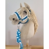 Set  für Hobby Horse: Die Halfter A3 mit weißem Pelz + Halfter aus Kordel -Weiß -turquoise