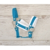 Set  für Hobby Horse: Die Halfter A3 mit weißem Pelz + Halfter aus Kordel -Weiß -turquoise