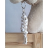 Set für Hobby Horse: Die Halfter A3 mit weißem Pelz + Kordel-Anbindestrick -weiß-beige