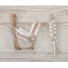 Set für Hobby Horse: Die Halfter A3 mit weißem Pelz + Kordel-Anbindestrick -weiß-beige