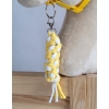 Set für Hobby Horse: Die Halfter A3 mit weißem Pelz + Kordel-Anbindestrick -weiß-gelb