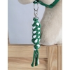 Set für Hobby Horse: Die Halfter A3 mit weißem Pelz + Kordel-Anbindestrick -weiß-grün