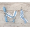 Set für Hobby Horse: Die Halfter A3 mit weißem Pelz + Kordel-Anbindestrick -weiß-hellblau
