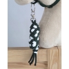 Set für Hobby Horse: Die Halfter A3 mit weißem Pelz + Kordel-Anbindestrick -weiß-khaki