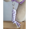 Set für Hobby Horse: Die Halfter A3 mit weißem Pelz + Kordel-Anbindestrick -weiß-lila