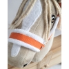 Set für Hobby Horse: Die Halfter A3 mit weißem Pelz + Kordel-Anbindestrick -weiß-orange