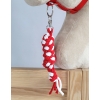 Set für Hobby Horse: Die Halfter A3 mit weißem Pelz + Kordel-Anbindestrick -weiß-rot