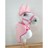 Rosa Decke für Hobbyhorse mit Ohrenschützern