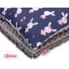 Set: Wendedecke doppelseitig + Kissen -  blaue Hasen