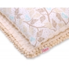 Set: Wendedecke doppelseitig + Kissen - beige Blätter