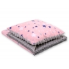 Set: Wendedecke doppelseitig + Kissen - rosa-blaue Sternen