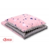 Set: Wendedecke doppelseitig + Kissen - rosa-blaue Sternen