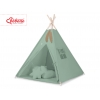 MEGA Set: Teepee Kinderspielzelt Spielmatte Kissen Schmuckfedern GRATIS! - weißgrün