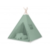 MEGA Set: Teepee Kinderspielzelt Spielmatte Kissen Schmuckfedern GRATIS! - weißgrün