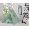 MEGA Set: Teepee Kinderspielzelt Spielmatte Kissen Schmuckfedern GRATIS! - weißgrün