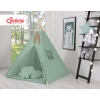 MEGA Set: Teepee Kinderspielzelt Spielmatte Kissen Schmuckfedern GRATIS! - weißgrün