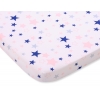 Spannbettlaken aus Baumwolle 140x70cm pink-navy blue stars
