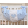 Spielzeugtasche für Babybett - Hängende Herzen blau