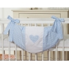 Spielzeugtasche für Babybett - Hängende Herzen blau kariert