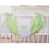 Spielzeugtasche für Babybett - Hängende Herzen grün