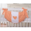 Spielzeugtasche für Babybett - Hängende Herzen orange