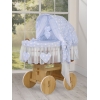 Stubenwagen Baby mit Haube- Amelie weiße Tupfen auf blau