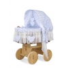 Stubenwagen Baby mit Haube- Amelie weiße Tupfen auf blau