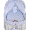 Stubenwagen Baby mit Haube- Amelie weiße Tupfen auf blau