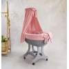 Stubenwagen Baby mit Himmel Rollen Puderrosa Bezug