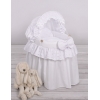 Puppe Bollerwagen mit Haube weiss mit bestickte Spitze