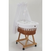 Stubenwagen für Baby aus Naturweide mit Bezug-Set in Weiß