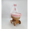 Stubenwagen mit große Rädern Himmel und Nestchen Rosa