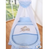Stubenwagen mit Himmel - Bettwäsche Teddy Bär Barnaba blau