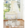 Stubenwagen Rädern Himmel für Baby - Amelie cream Komplett Matratze Bettwäsche und Bezug