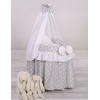 Rattan Stubenwagen für Puppen Grau Bezug