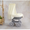 Stubenwagen mit Himmel - natur mit Ecru Musselin Gold Bettset
