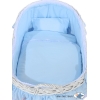 Holtz Stubenwagen für Jungs mit Weidenhaube Carina - Blau Babykorb