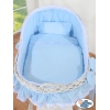 Holtz Stubenwagen für Jungs mit Weidenhaube Carina - Blau Babykorb