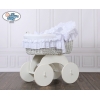 Stubenwagen mit Weidenhaube Charlotte - Weiß mit Stickerei