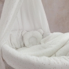 Teddybär Kissen und Decke Baby Stubenwagenset Weiß Musselin