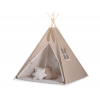 Teepee Kinder Spielzelt + Schmuckfedern GRATIS! - Braun-Punktemuster/beige gestreift