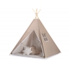 Teepee Kinder Spielzelt + Schmuckfedern GRATIS! - Braun-Punktemuster/beige gestreift