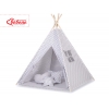 Teepee Kinderspiel-Zelt + Schmuckfedern GRATIS! - Grau-Kreuzmuster