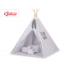Teepee Kinderspiel-Zelt + Schmuckfedern GRATIS! - Grau-Kreuzmuster