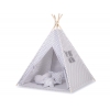 Teepee Kinderspiel-Zelt + Schmuckfedern GRATIS! - Grau-Kreuzmuster