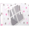 Teepee Kinderspiel-Zelt + Schmuckfedern GRATIS! - Rosa-graue Sternen/grau
