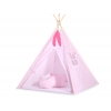 Teepee Zelt Kinder + Schmuckfedern GRATIS! - Rosa-Punktemuster