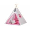 Teepee Zelt mit Spielmatte und Schmuckfedern GRATIS! - Grau kariert-rosa